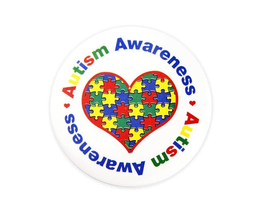 Autism Puzzle Heart Button Pins