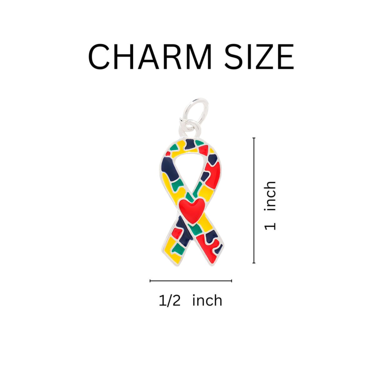 Autism Ribbon with Heart Hanging Charms