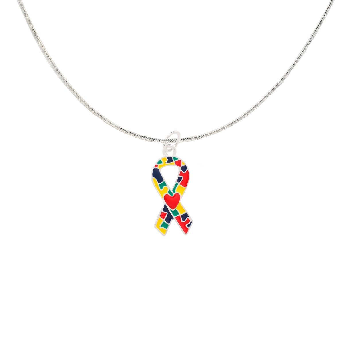 Autism Ribbon with Heart Necklaces