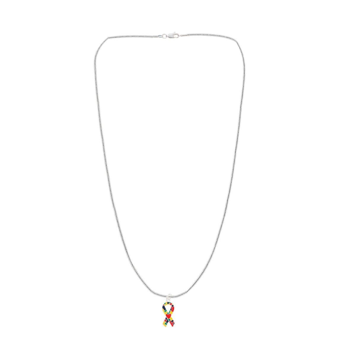 Autism Ribbon with Heart Necklaces