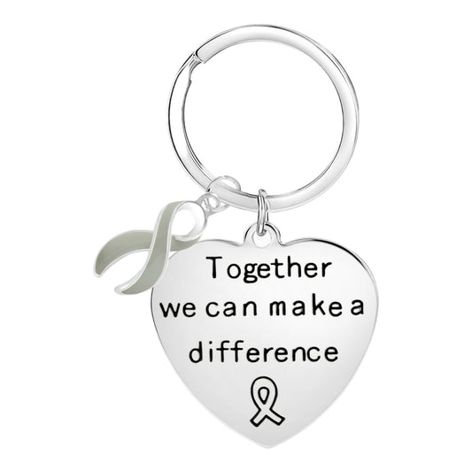 Big Heart Gray Ribbon Key Chains