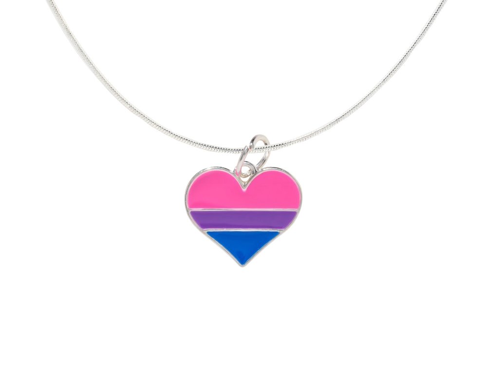 Bisexual Heart Charm Necklaces