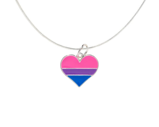 Bisexual Heart Charm Necklaces