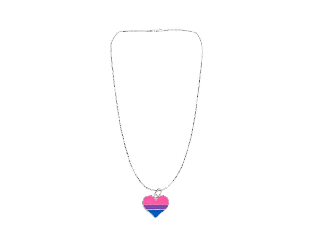 Bisexual Heart Charm Necklaces