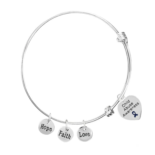 Child Abuse Heart Retractable Charm Bracelets