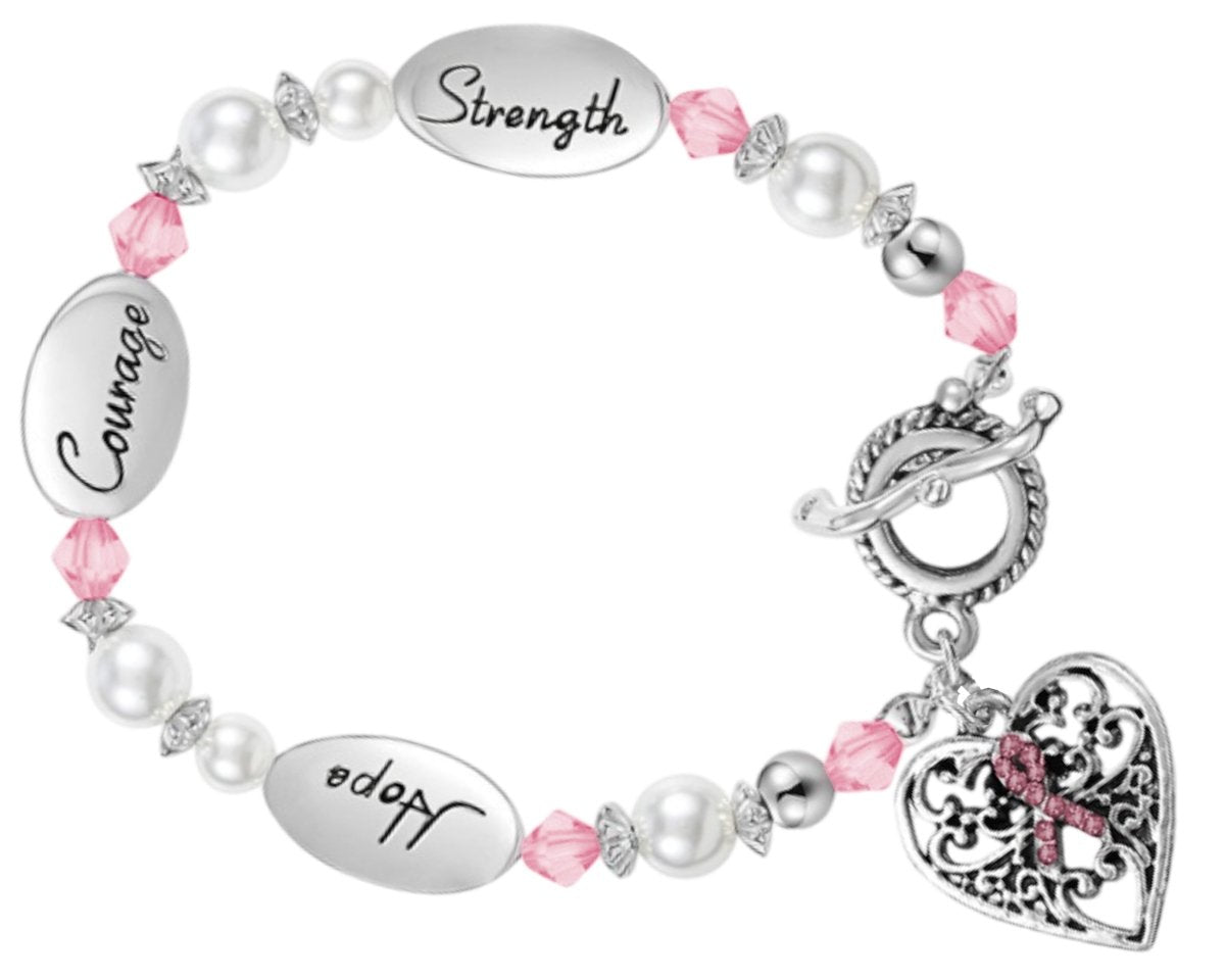 Breast Cancer Hope Strength Courage Bracelets