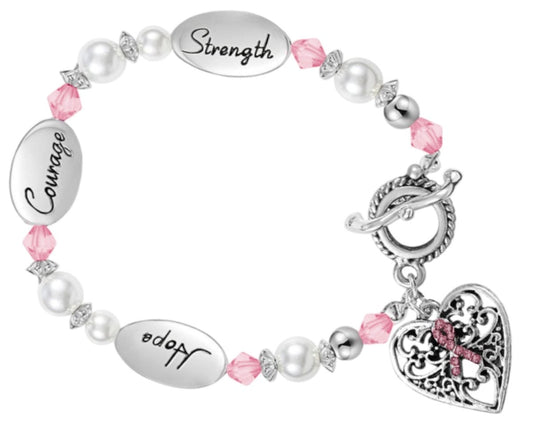 Breast Cancer Hope Strength Courage Bracelets