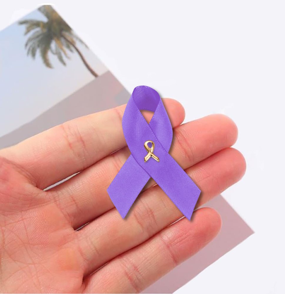 Crohn's Disease Purple Awareness Satin Ribbon Pins