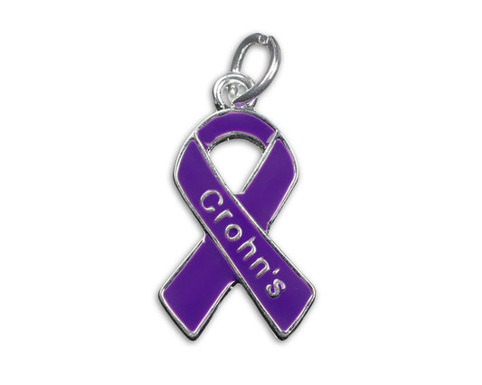 Crohn's Disease Purple Ribbon Charm