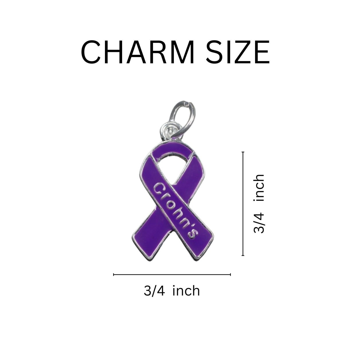 Crohn's Purple Ribbon Chunky Charm Bracelets