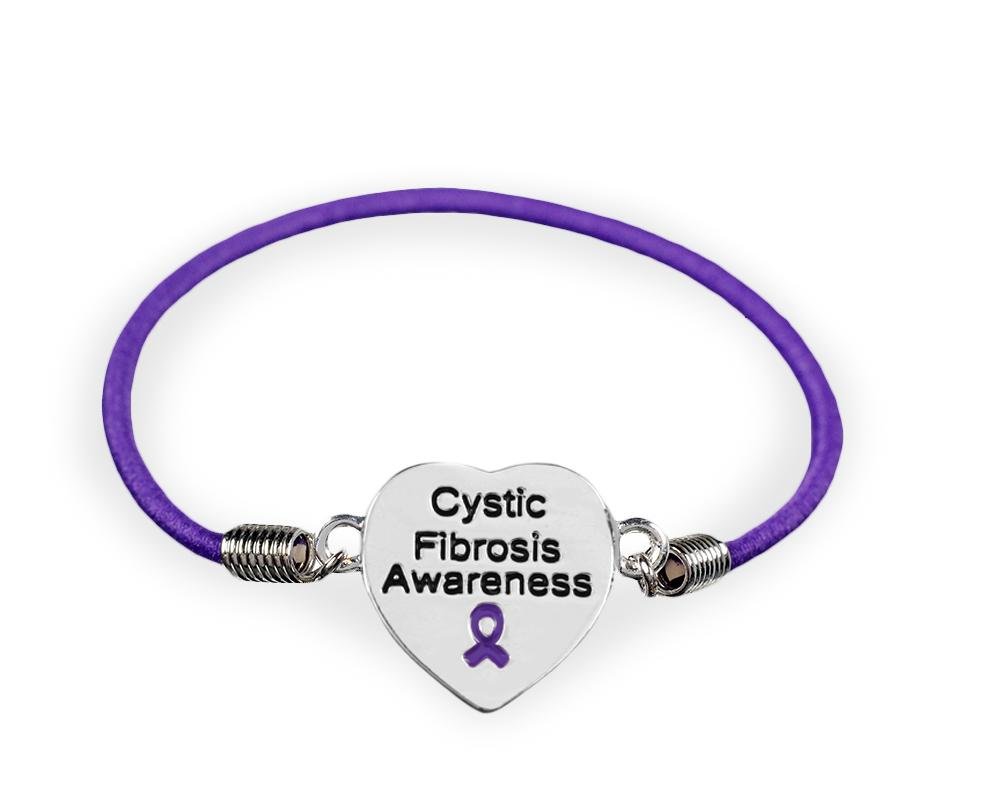 Cystic Fibrosis Awareness Heart Stretch Bracelets