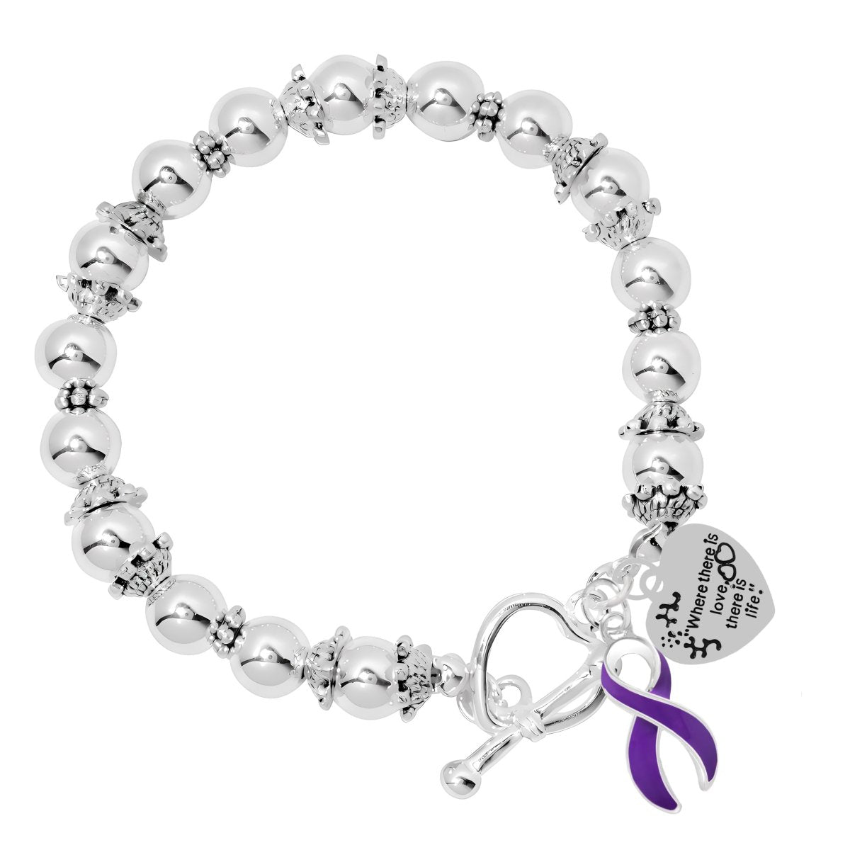 Cystic Fibrosis Ribbon Charm Where There Is Love Bracelets