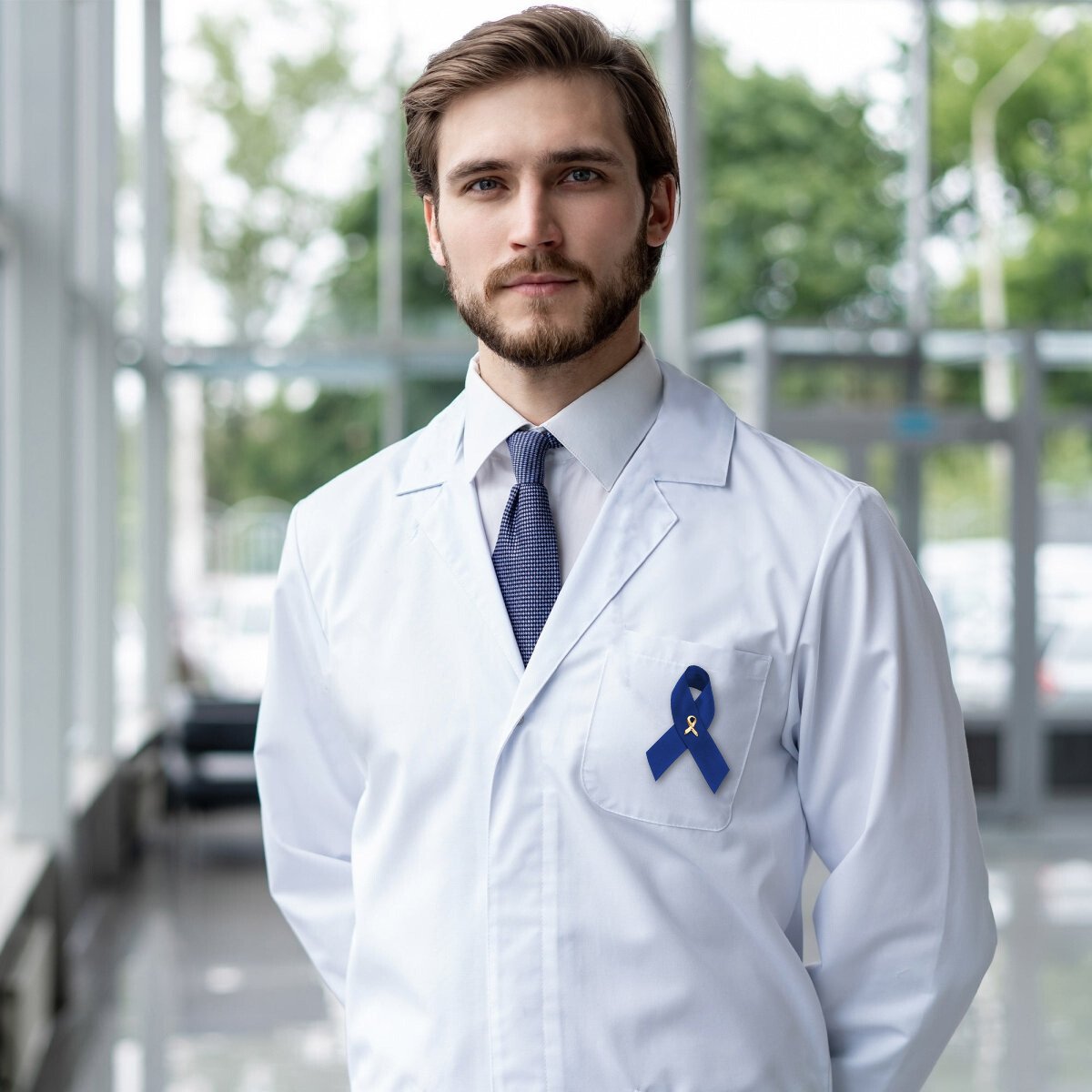 Dark Blue Satin Ribbon Awareness Pins