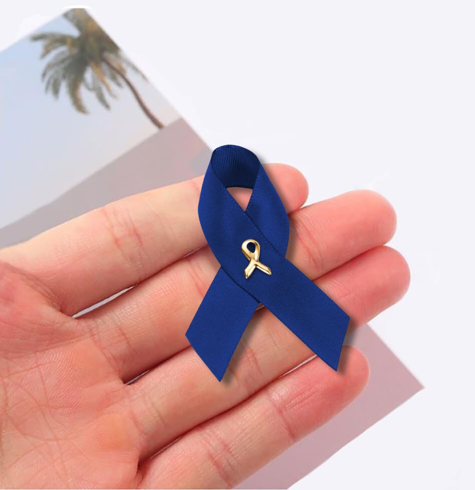 Dark Blue Satin Ribbon Awareness Pins