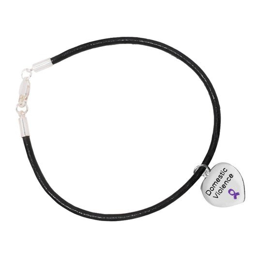 Domestic Violence Awareness Heart Leather Bracelets