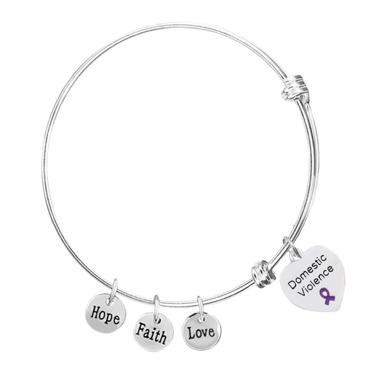Domestic Violence Heart Retractable Charm Bracelets