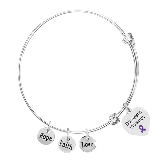 Domestic Violence Heart Retractable Charm Bracelets
