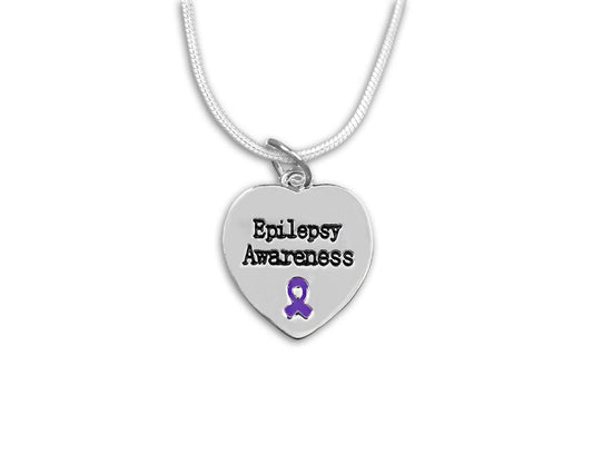 Epilepsy Awareness Heart Necklaces