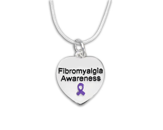Fibromyalgia Awareness Heart Necklaces