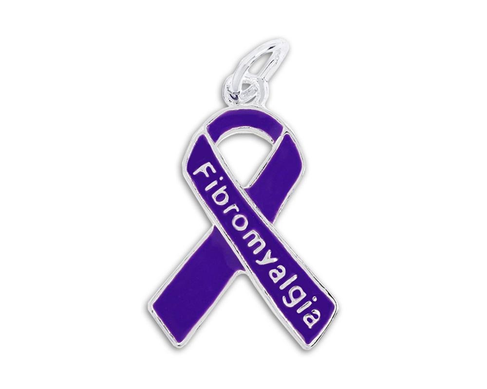 Fibromyalgia Purple Ribbon Charms