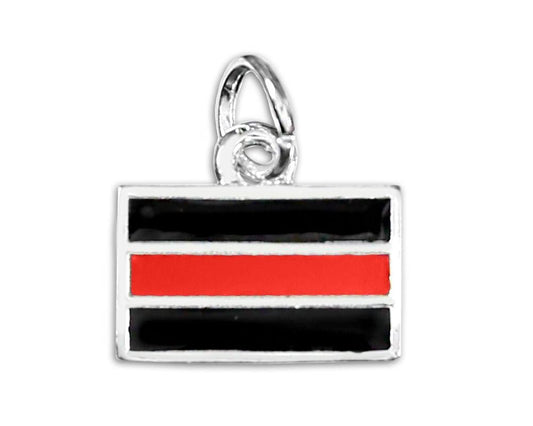 Firefighter Rectangle Red Line Charms