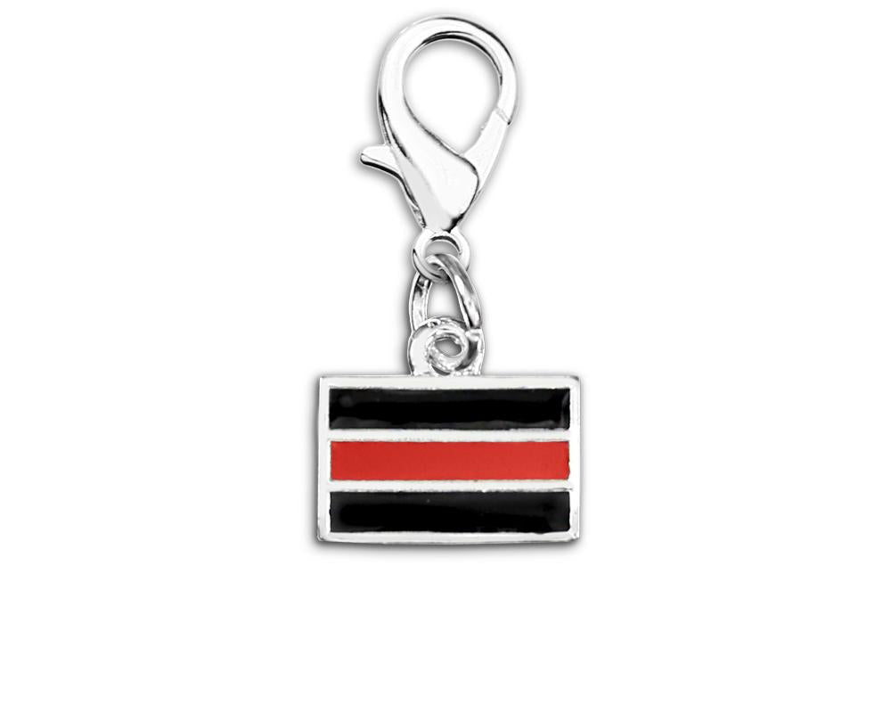 Firefighter Rectangle Red Line Hanging Charms