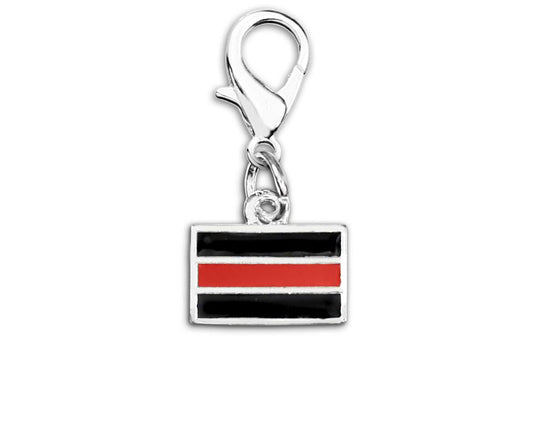 Firefighter Rectangle Red Line Hanging Charms