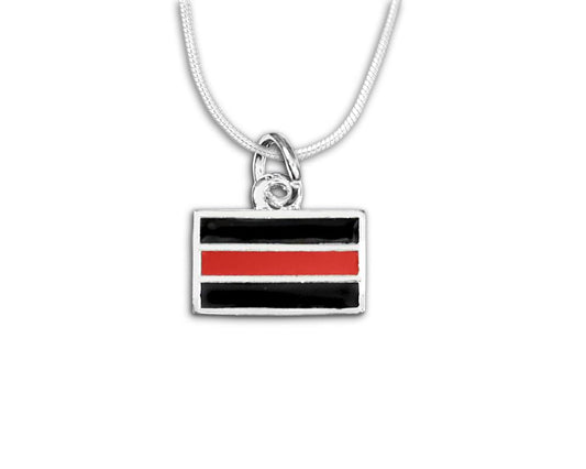 Firefighter Rectangle Red Line Necklaces