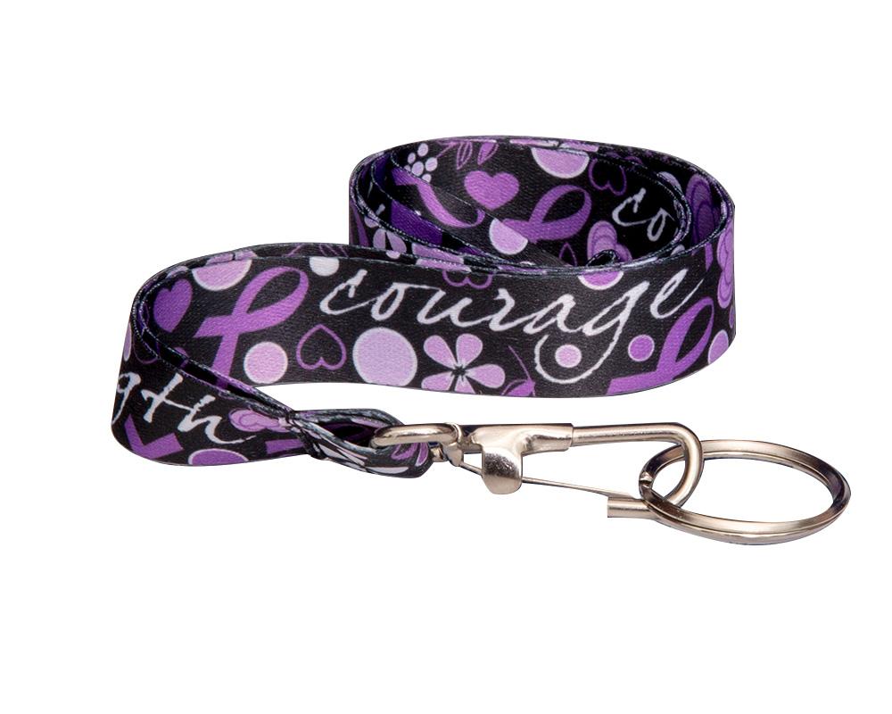 Hope Strength Purple Ribbon Lanyards