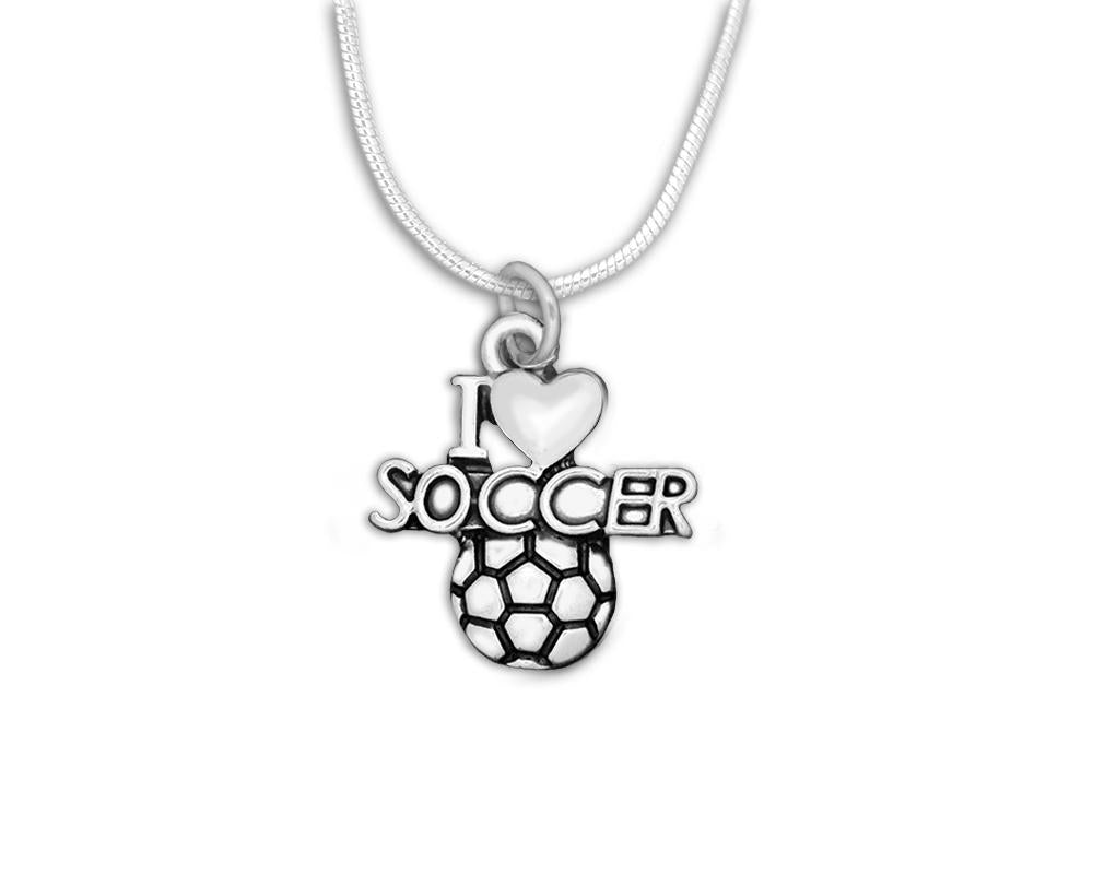 I Love Soccer Charm Necklaces