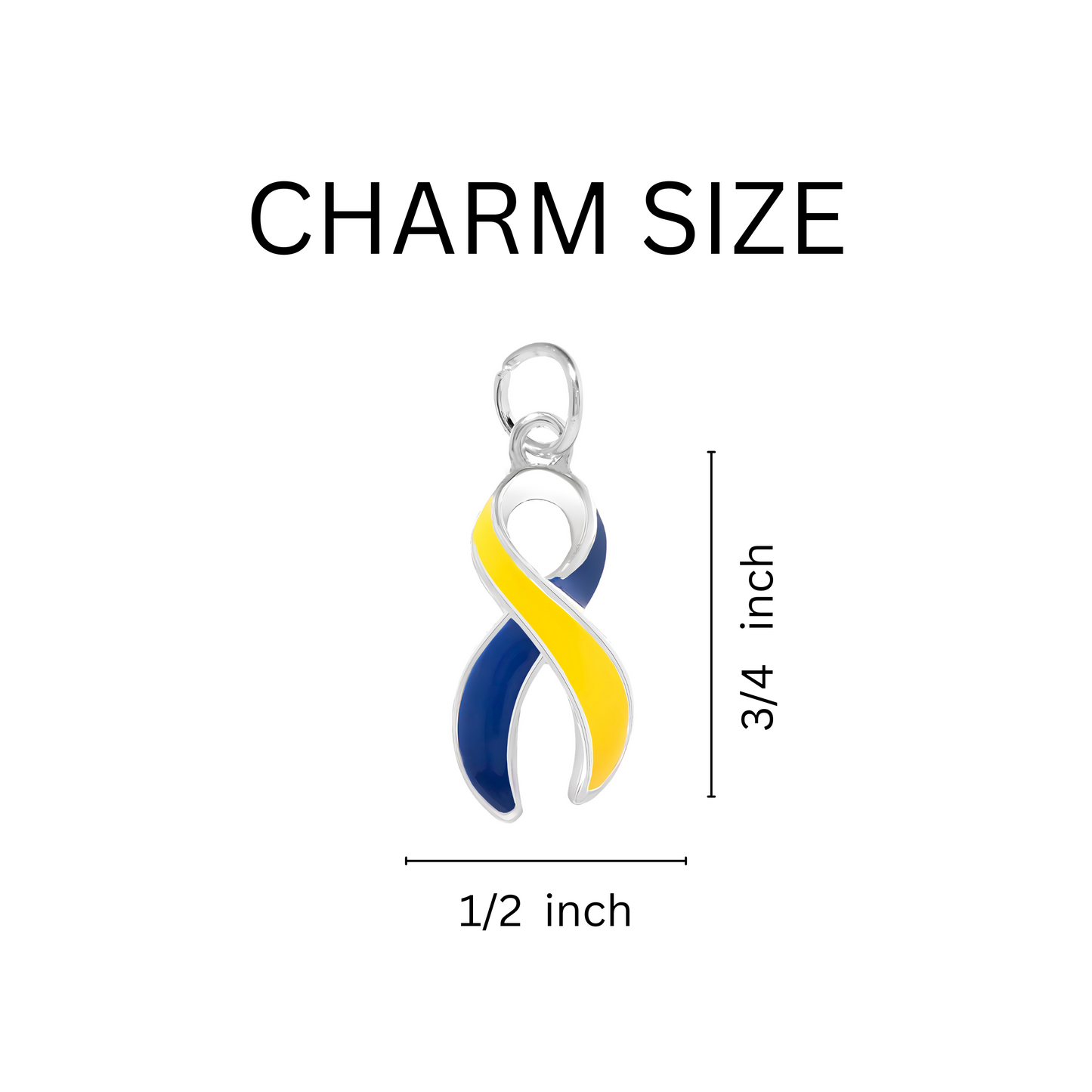 Large Blue & Yellow Ribbon Charms