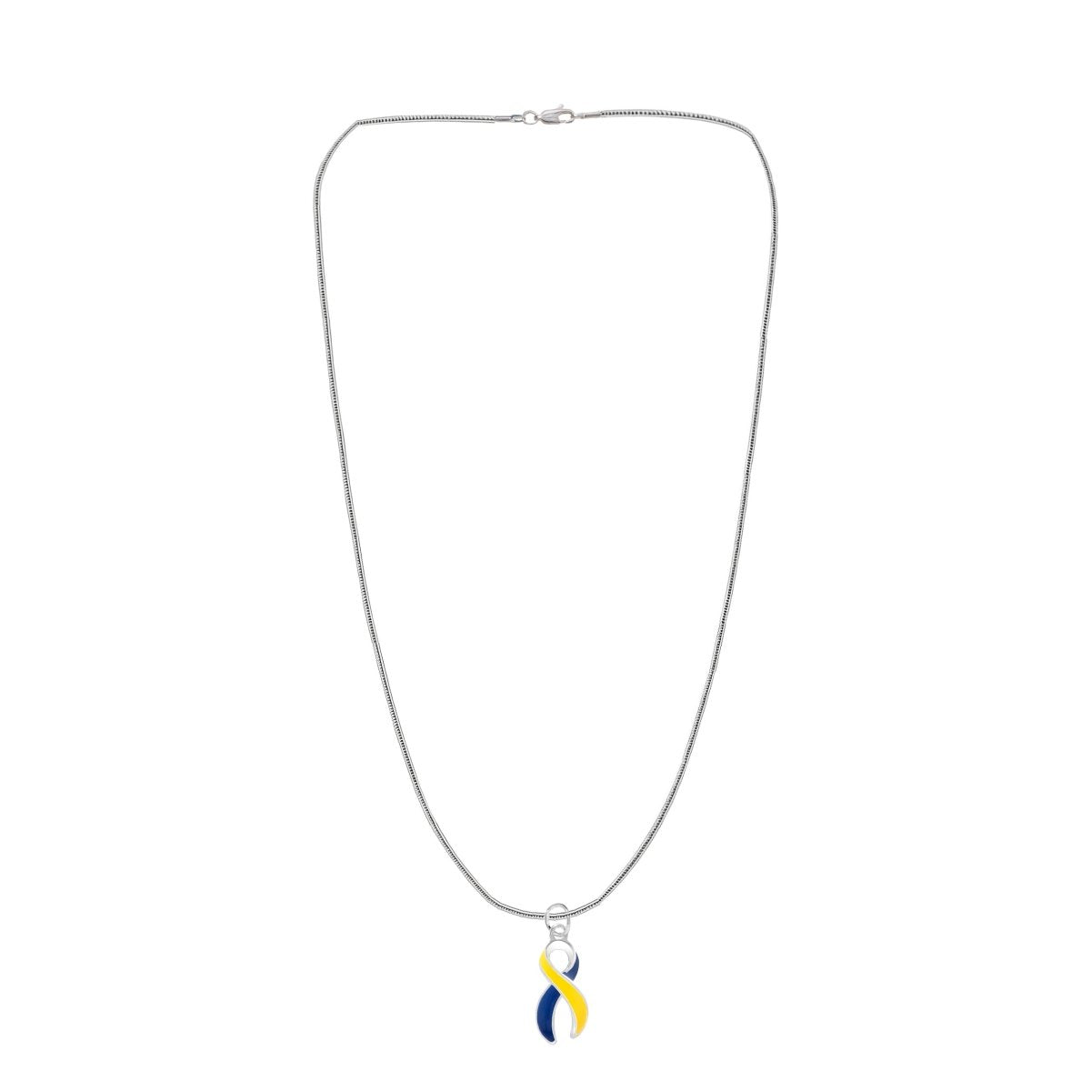 Large Blue & Yellow Ribbon Necklaces