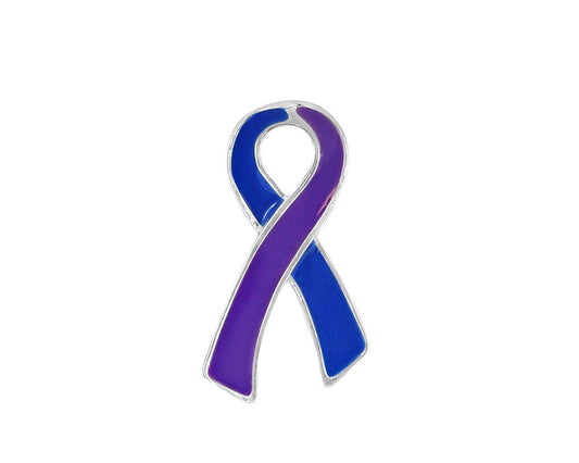 Large Flat Blue & Purple Ribbon Pins