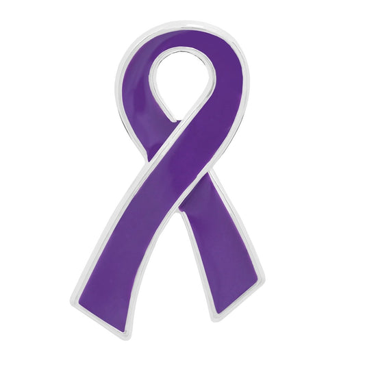 Large Cystic Fibrosis Purple Ribbon Pins
