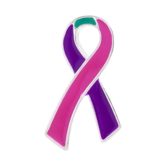 Large Flat Pink & Purple & Teal Ribbon Pins