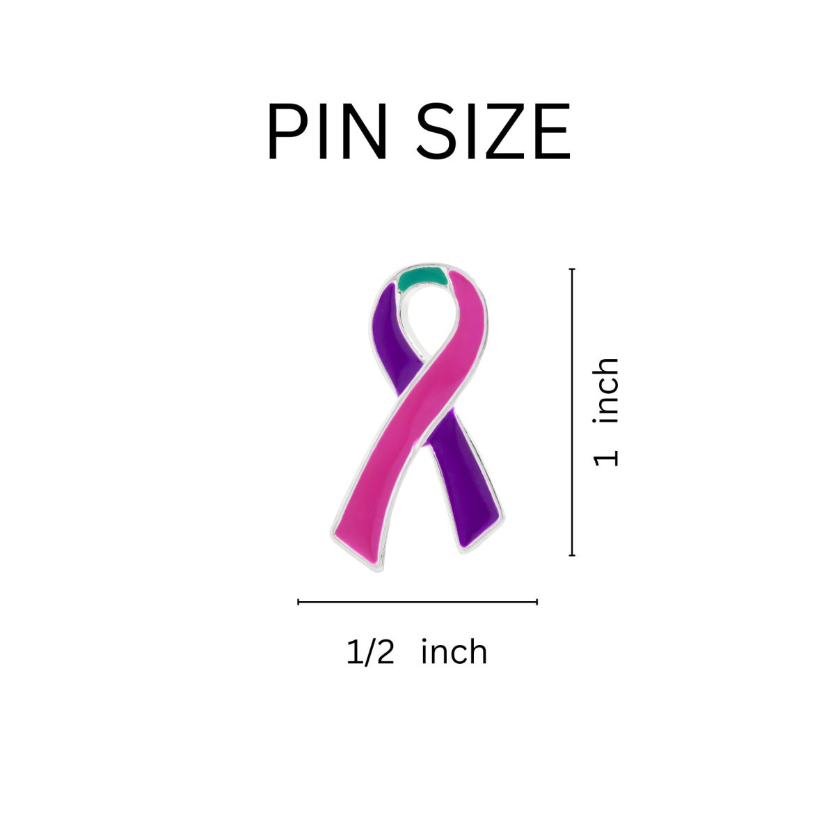 Large Flat Pink & Purple & Teal Ribbon Pins