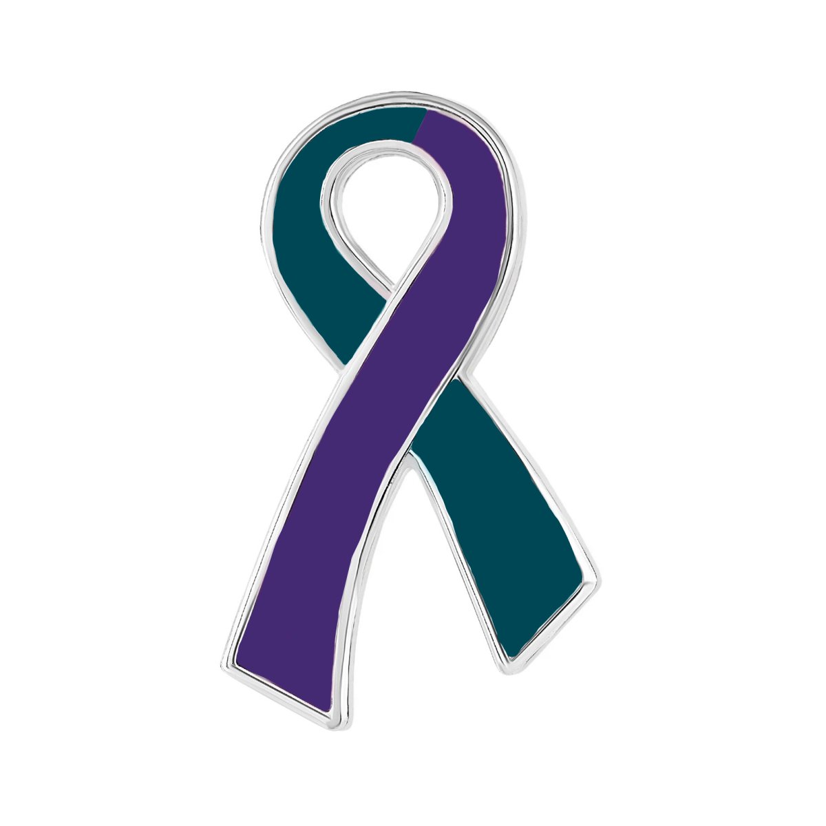 Large Flat Teal & Purple Ribbon Pins