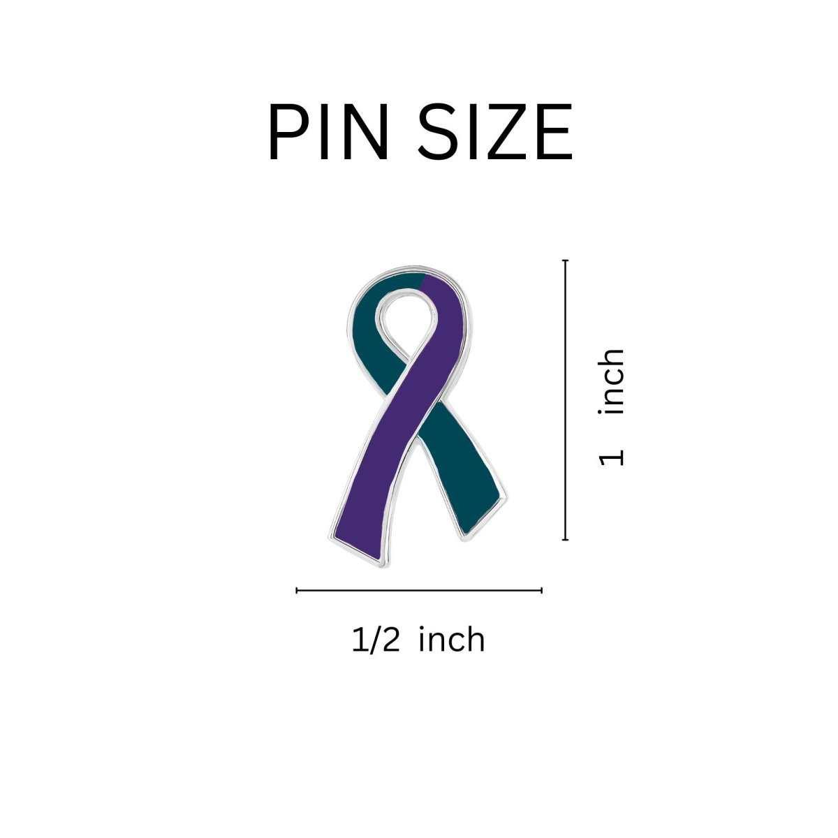 Large Flat Teal & Purple Ribbon Pins