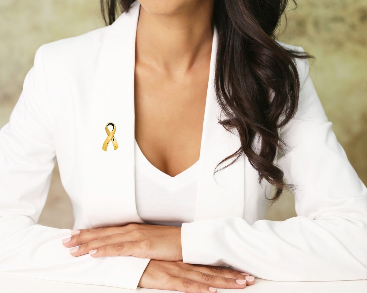 Large Gold Ribbon Awareness Pins