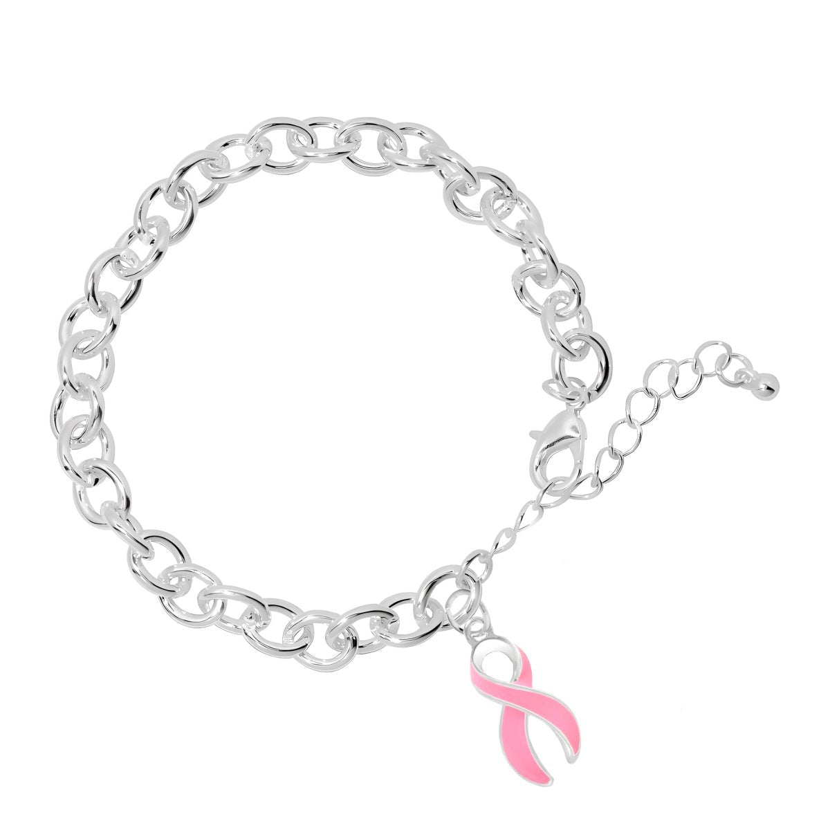 Large Pink Ribbon Chunky Charm Bracelets