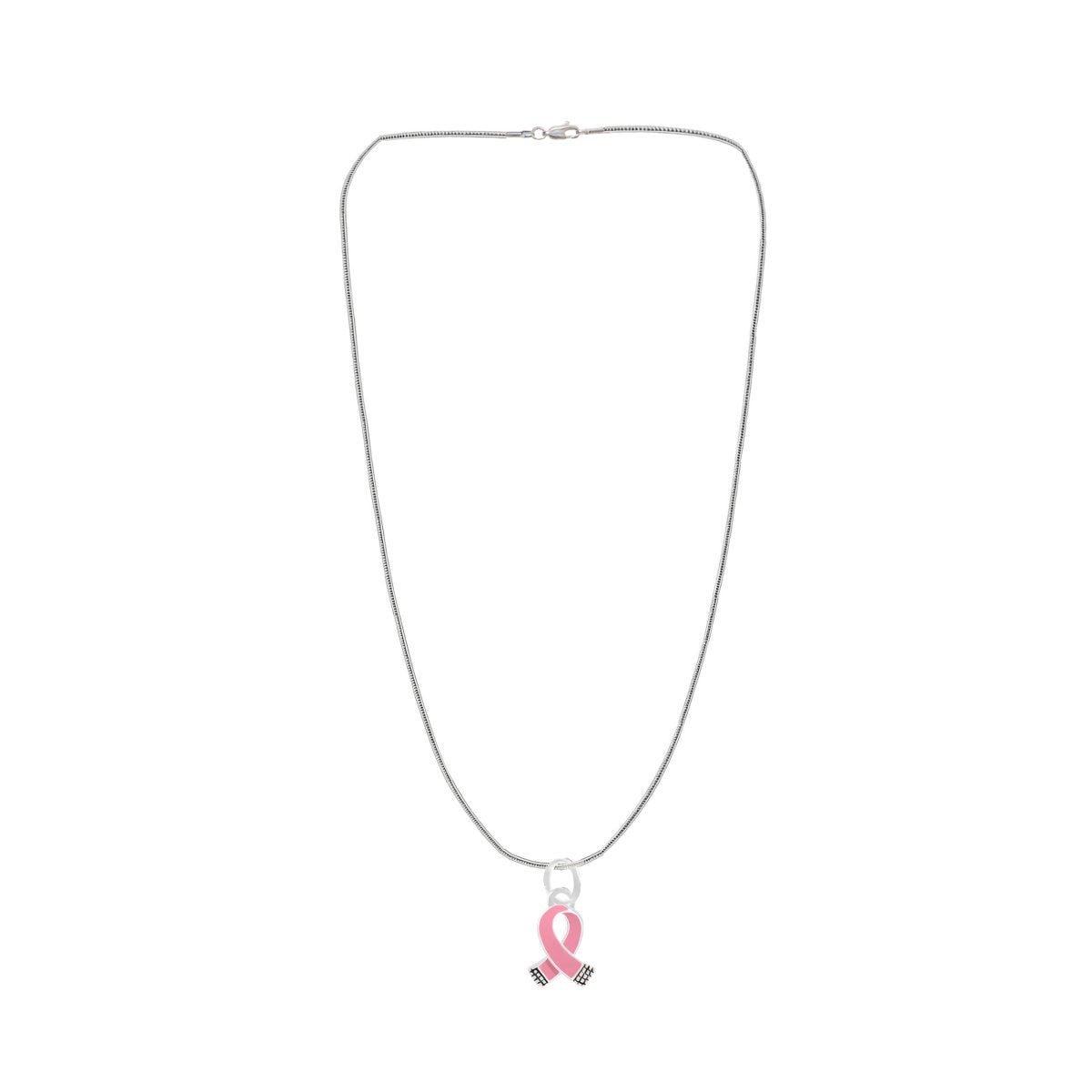 Large Pink Ribbon Leather Cord Necklaces