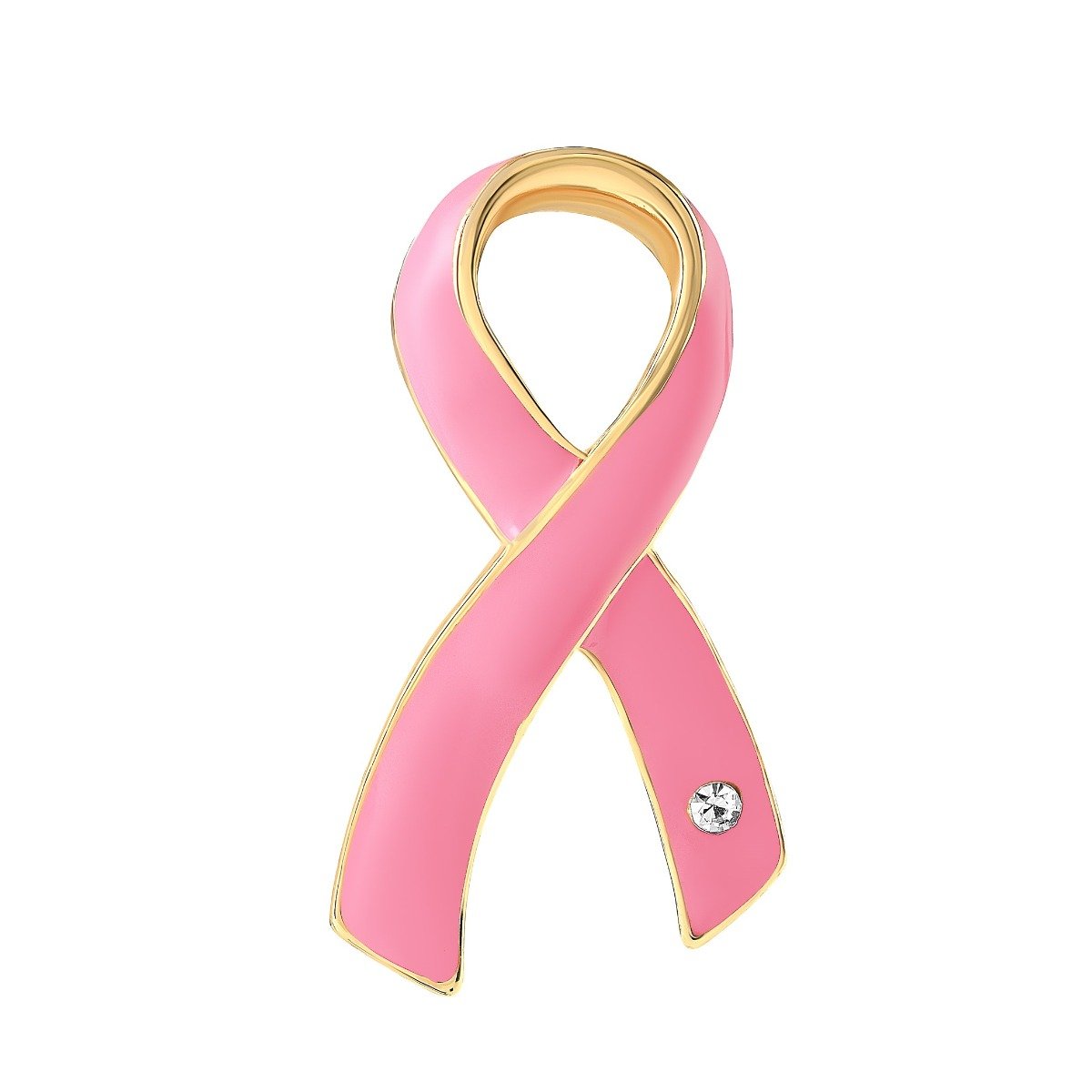 Large Pink Ribbon Pins with Crystals