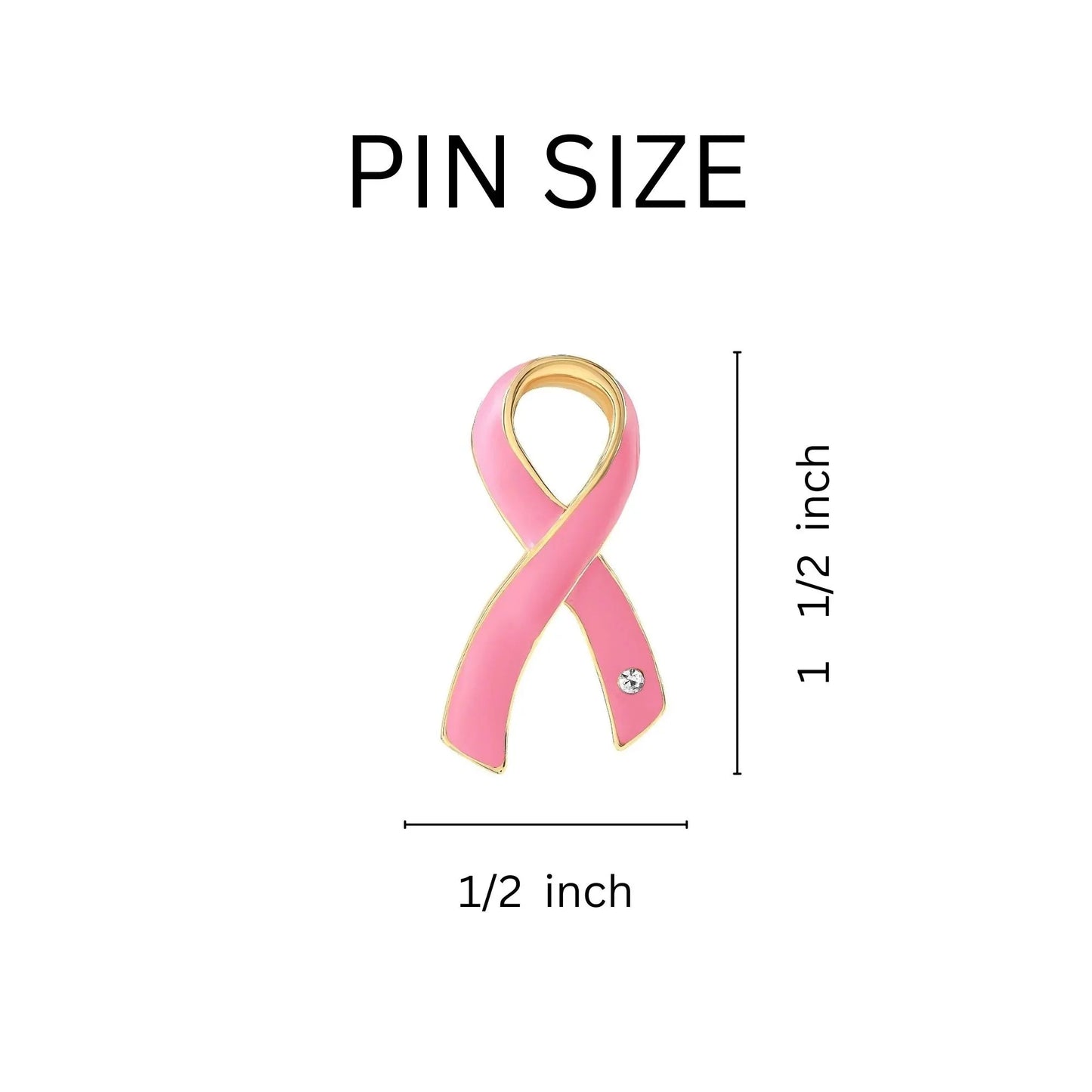 Large Pink Ribbon Pins with Crystals