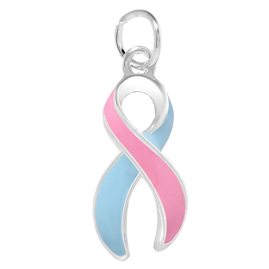 Large Pink & Blue Ribbon Charms