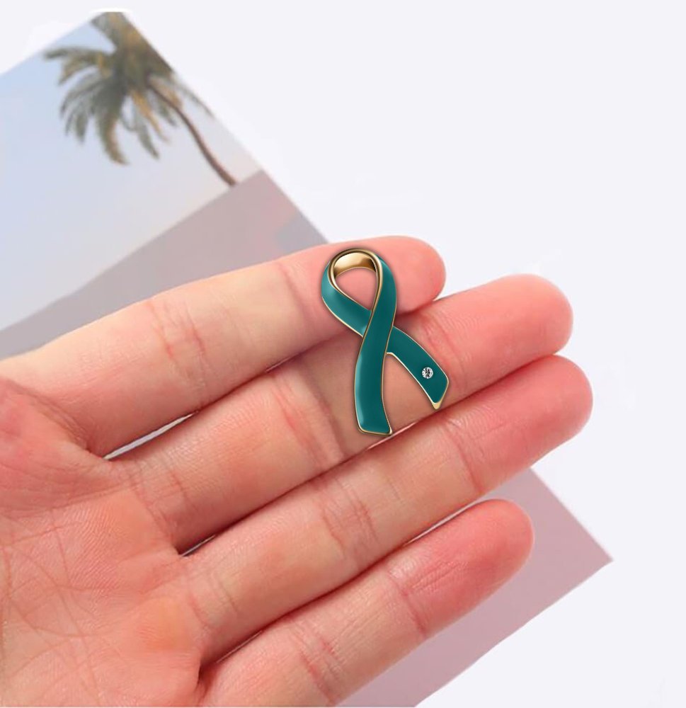 Large Teal Ribbon Awareness Pins