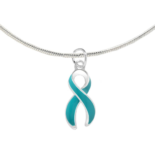 Large Teal Ribbon Necklaces