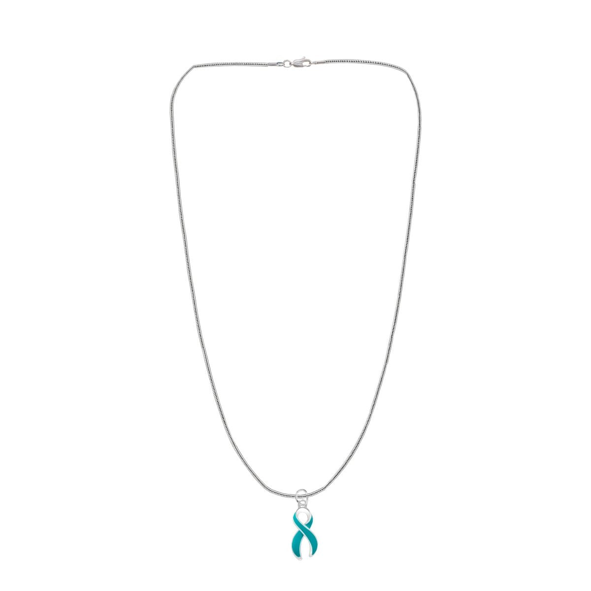 Large Teal Ribbon Necklaces