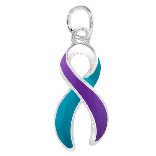 Large Teal & Purple Ribbon Charms