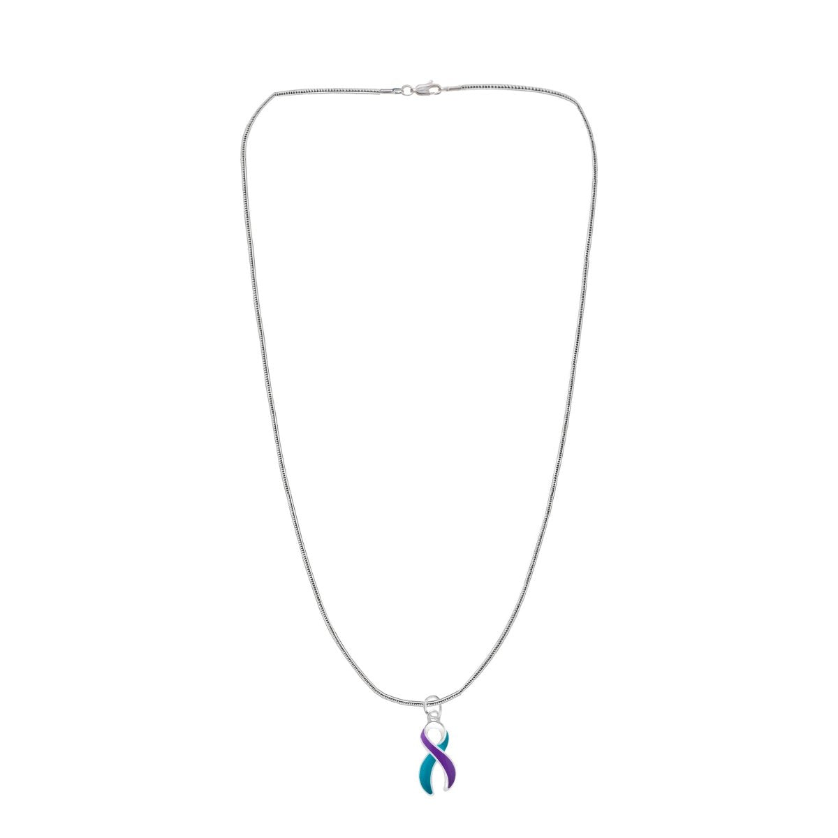 Large Teal & Purple Ribbon Necklaces