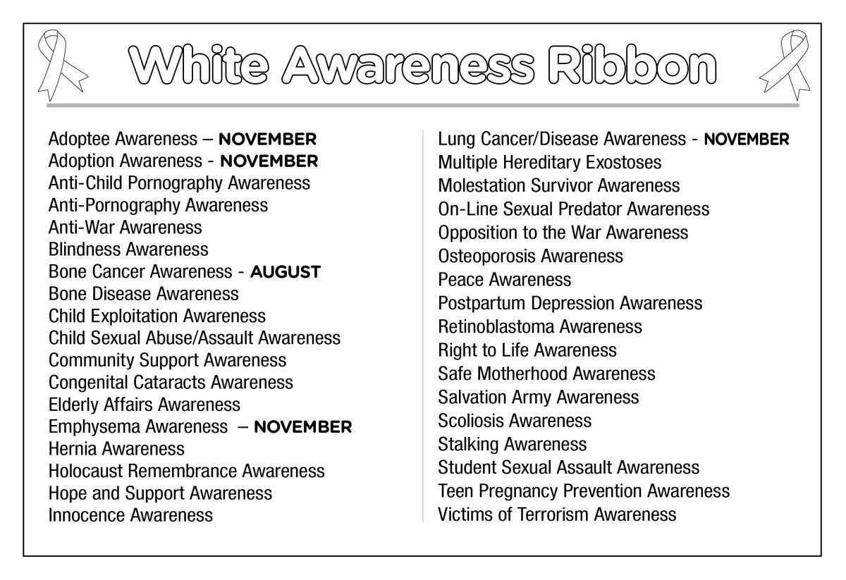 Large White Ribbon Awareness Charms